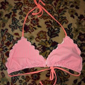 Pink and White Seersucker Bikini Top